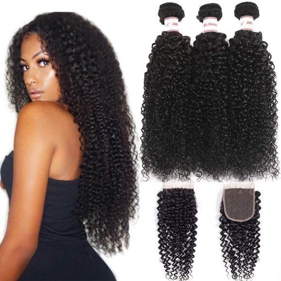 Brazilian Curly Hair Weave 3 Bundles With Closure main image 5